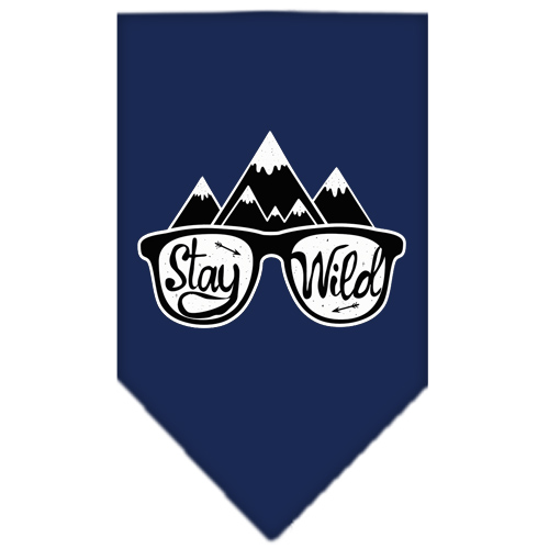 Stay Wild Screen Print Bandana Navy Blue Small